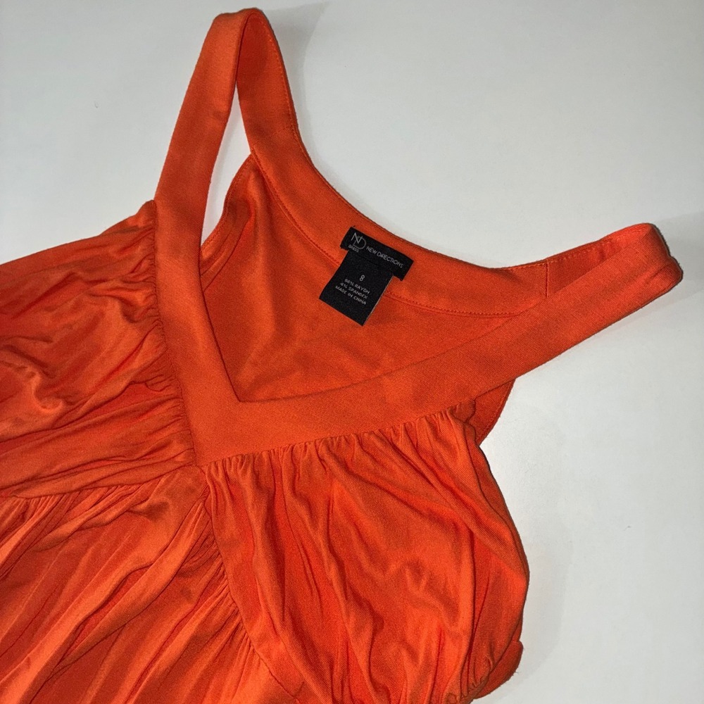 New Directions Women Dress Size 8 Orange Sunset Rayon Sleeveless Stretch NWT NEW